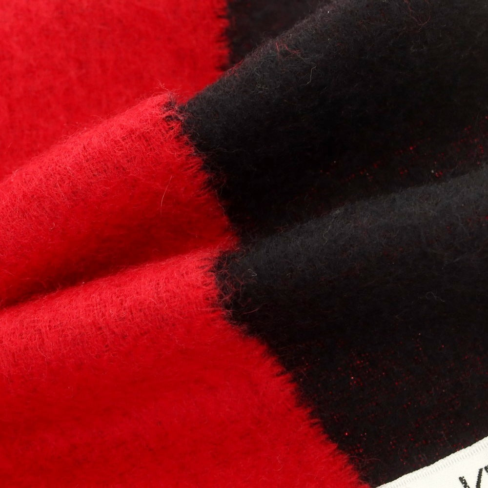 【中古】カルバンクライン Calvin Klein ウール マフラー レッドxブラック【 状態ランクB 】【 メンズ 】