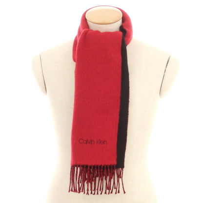 【中古】カルバンクライン Calvin Klein ウール マフラー レッドxブラック【 状態ランクB 】【 メンズ 】