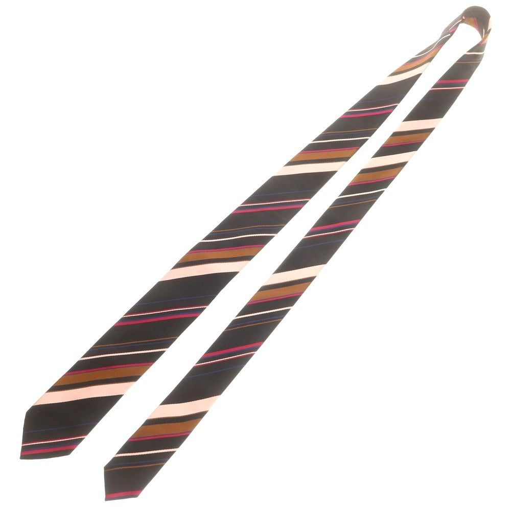 【中古】アバハウス ABAHOUSE シルク ストライプ柄ネクタイ ブラックxピンク【 状態ランクB 】【 メンズ 】