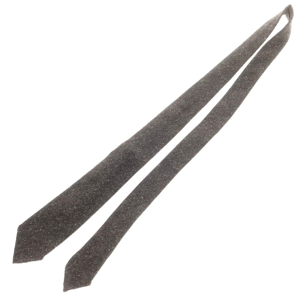 【中古】レオナルド タッツァーリ Leonardo Tazzari ウールシルクナイロン 無地ネクタイ ダークグレー【 状態ランクA 】【 メンズ 】