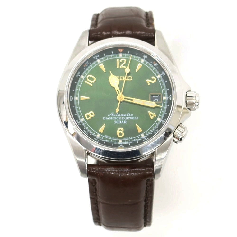 【中古】セイコー SEIKO メカニカル アルピニスト 6R15-00E0 腕時計 シルバーxモスグリーン×ダークブラウン【 状態ランクB 】【 メンズ 】