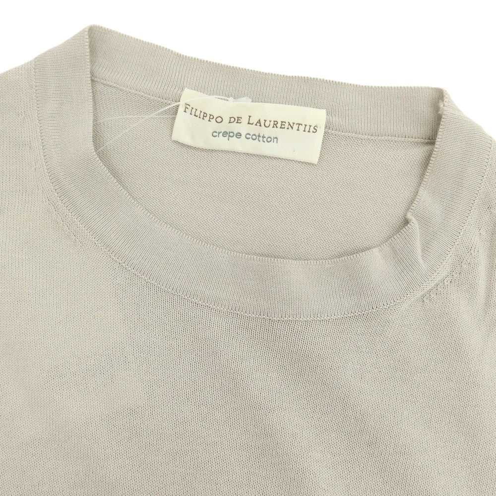 【中古】フィリッポ デ ローレンティス FILIPPO DE LAURENTIIS ハイゲージ コットン クルーネック 半袖 プルオーバーニット グレージュ【 46 】【 状態ランクB 】【 メンズ 】