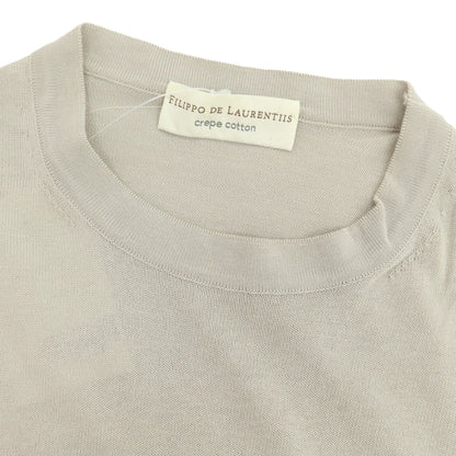 【中古】フィリッポ デ ローレンティス FILIPPO DE LAURENTIIS ハイゲージ コットン クルーネック 半袖 プルオーバーニット グレージュ【 46 】【 状態ランクB 】【 メンズ 】