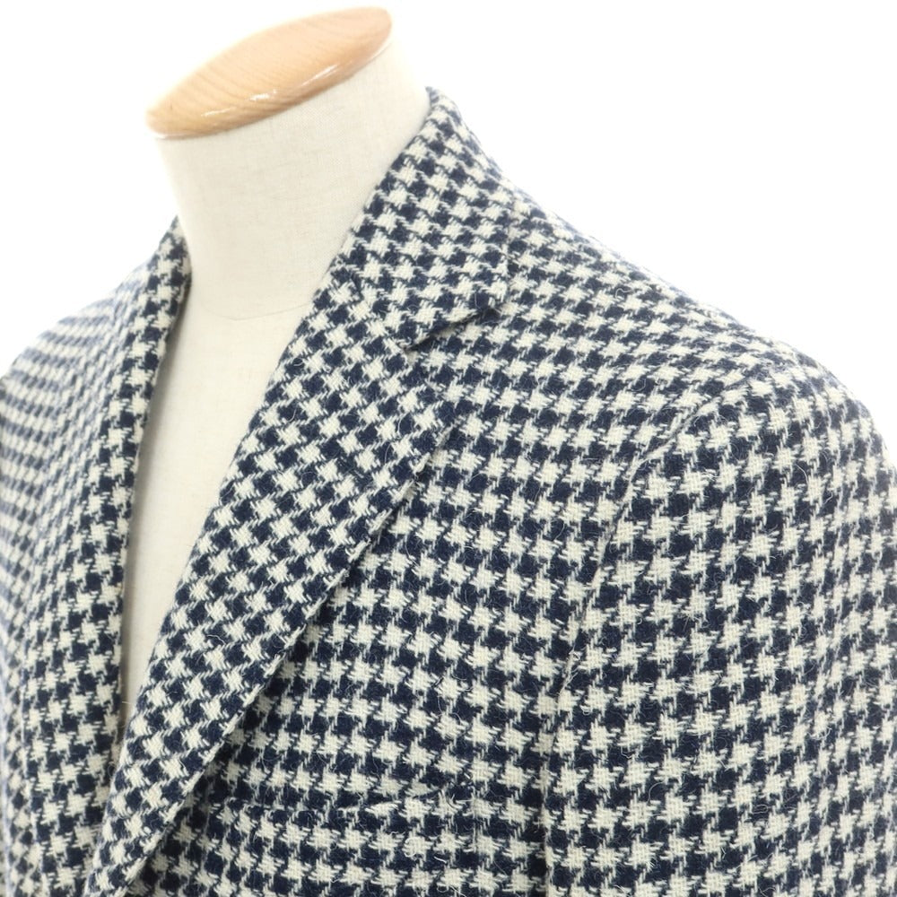 【中古】デペトリロ DE PETRILLO ウール ハウンドトゥース 3B テーラードジャケット ネイビーxホワイト【 44 】【 状態ランクB 】【 メンズ 】