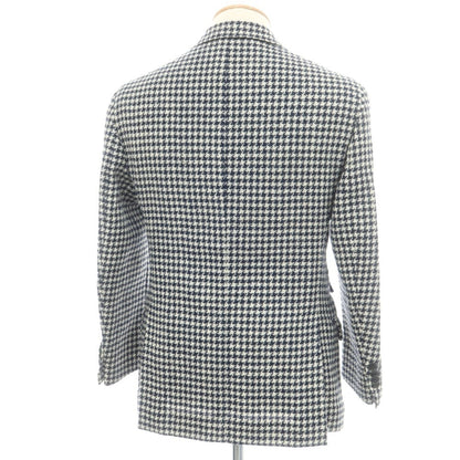 【中古】デペトリロ DE PETRILLO ウール ハウンドトゥース 3B テーラードジャケット ネイビーxホワイト【 44 】【 状態ランクB 】【 メンズ 】