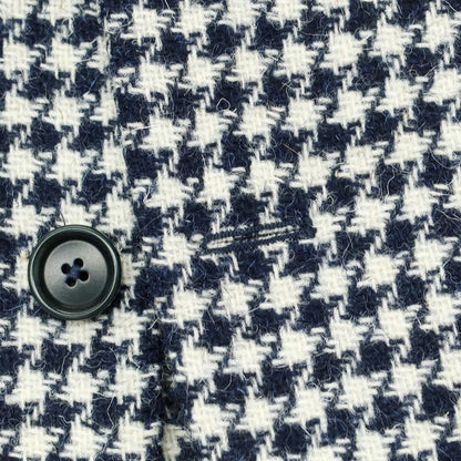 【中古】デペトリロ DE PETRILLO ウール ハウンドトゥース 3B テーラードジャケット ネイビーxホワイト【 44 】【 状態ランクB 】【 メンズ 】