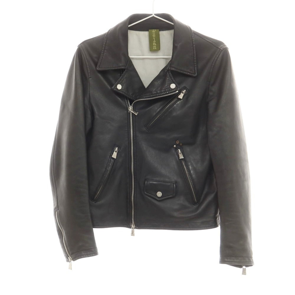 【中古】デラン Delan ラムレザー ライダースジャケット ブラック【 44 】【 状態ランクC 】【 メンズ 】