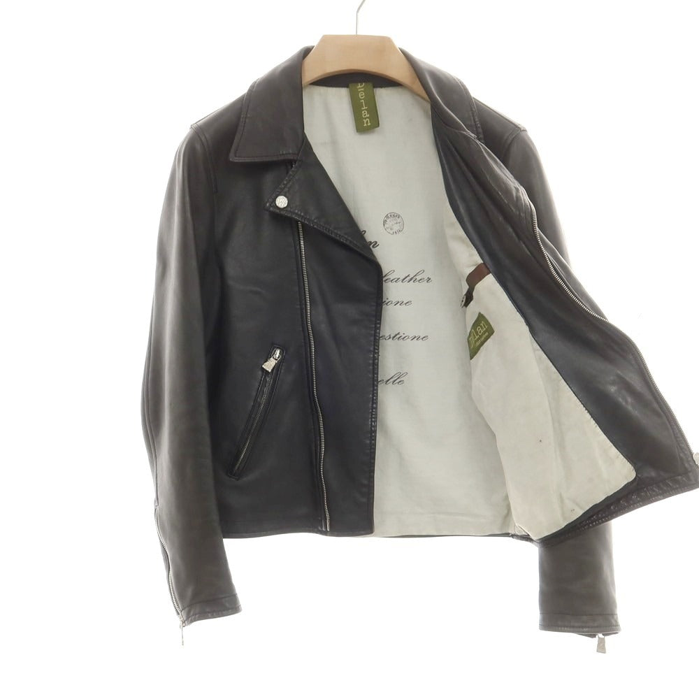 【中古】デラン Delan ラムレザー ライダースジャケット ブラック【 44 】【 状態ランクC 】【 メンズ 】