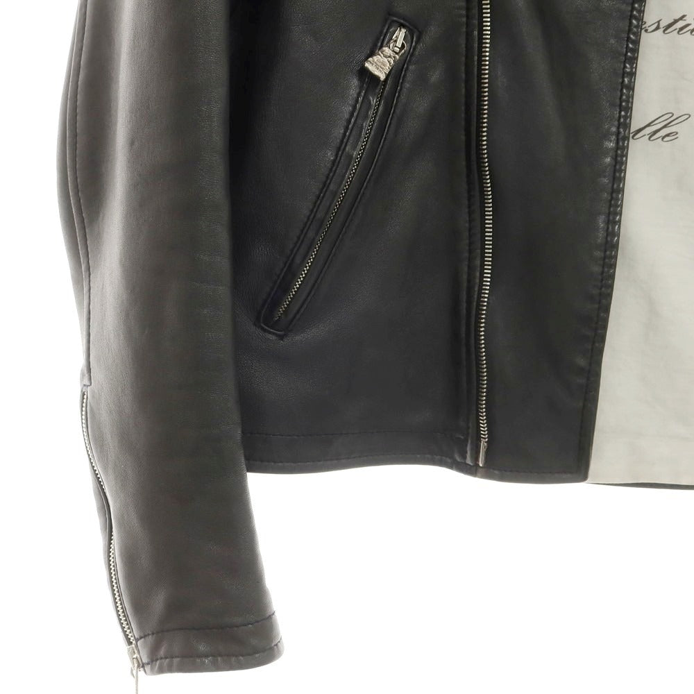 【中古】デラン Delan ラムレザー ライダースジャケット ブラック【 44 】【 状態ランクC 】【 メンズ 】