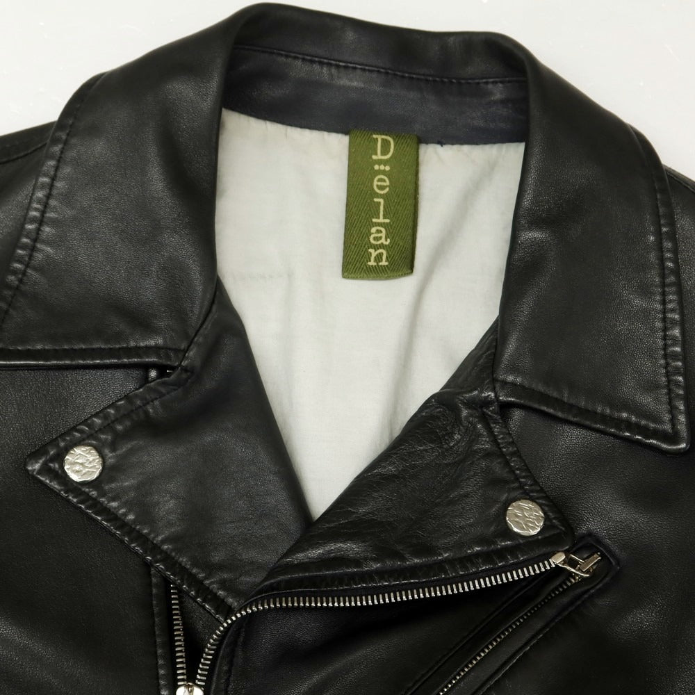 【中古】デラン Delan ラムレザー ライダースジャケット ブラック【 44 】【 状態ランクC 】【 メンズ 】