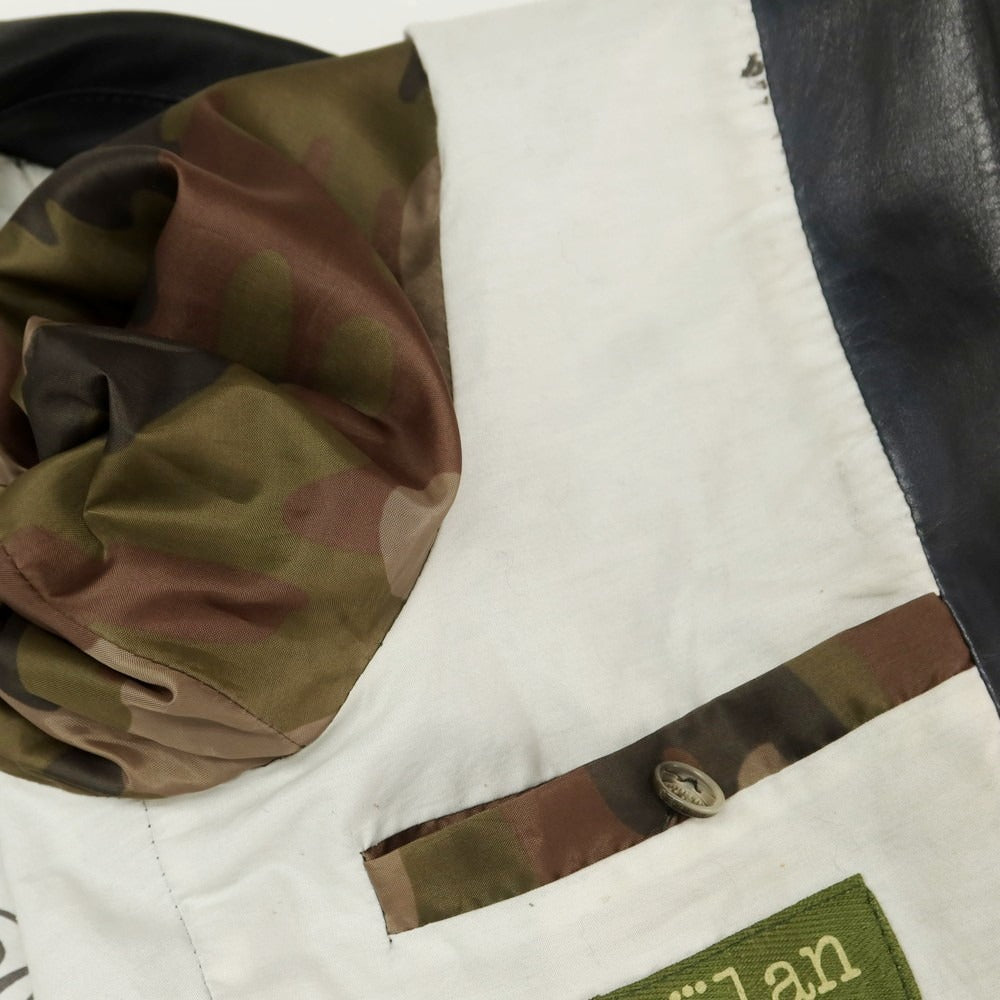 【中古】デラン Delan ラムレザー ライダースジャケット ブラック【 44 】【 状態ランクC 】【 メンズ 】