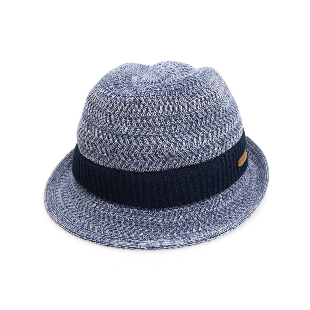 【中古】ステットソン STETSON ポリエステルコットン 中折れ ウォッシャブルサーモニットハット 帽子 ブルーxホワイト【サイズ61cm】【 状態ランクB 】【 メンズ 】