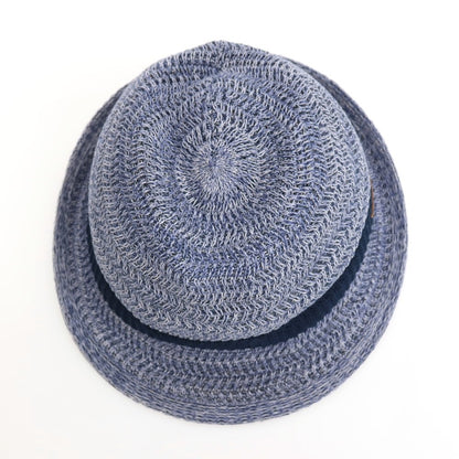 【中古】ステットソン STETSON ポリエステルコットン 中折れ ウォッシャブルサーモニットハット 帽子 ブルーxホワイト【サイズ61cm】【 状態ランクB 】【 メンズ 】