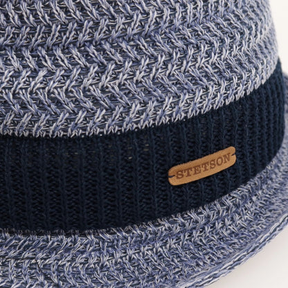 【中古】ステットソン STETSON ポリエステルコットン 中折れ ウォッシャブルサーモニットハット 帽子 ブルーxホワイト【サイズ61cm】【 状態ランクB 】【 メンズ 】