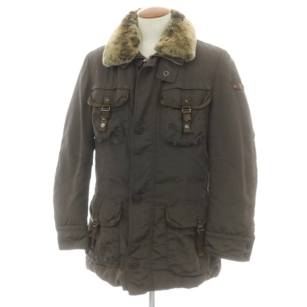 【中古】ピューテリー PEUTEREY ナイロン ファー ダウンコート カーキ【 M 】【 状態ランクC 】【 メンズ 】