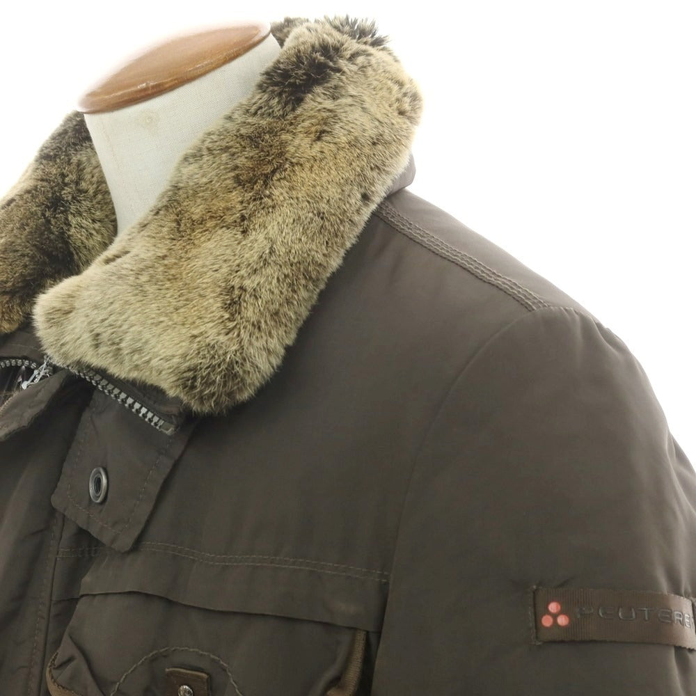 【中古】ピューテリー PEUTEREY ナイロン ファー ダウンコート カーキ【 M 】【 状態ランクC 】【 メンズ 】