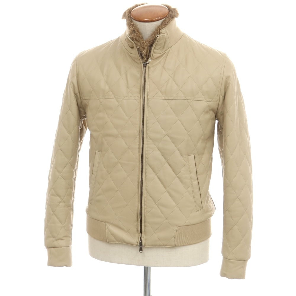 【中古】エンメティ EMMETI キルティング ファー レザーブルゾン ベージュ【 46 】【 状態ランクB 】【 メンズ 】