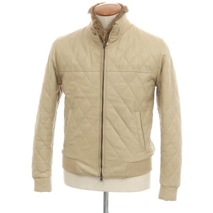 【中古】エンメティ EMMETI キルティング ファー レザーブルゾン ベージュ【 46 】【 状態ランクB 】【 メンズ 】