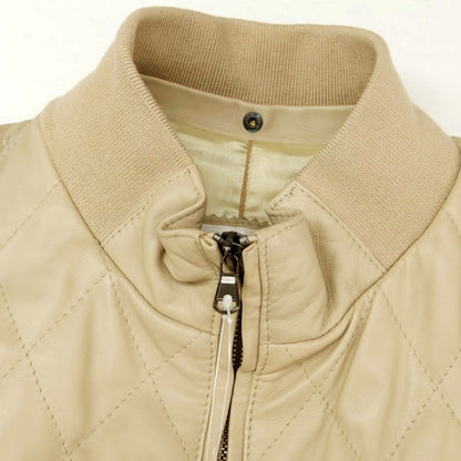 【中古】エンメティ EMMETI キルティング ファー レザーブルゾン ベージュ【 46 】【 状態ランクB 】【 メンズ 】