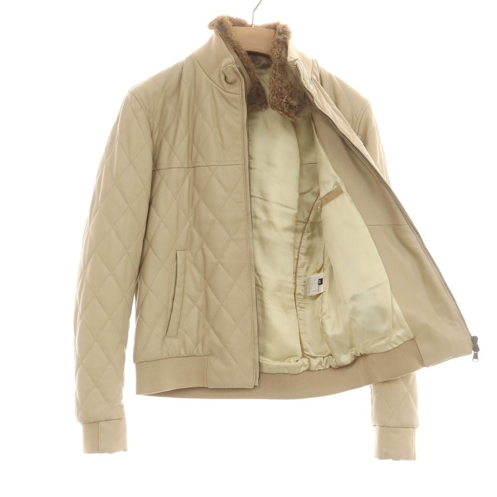 【中古】エンメティ EMMETI キルティング ファー レザーブルゾン ベージュ【 46 】【 状態ランクB 】【 メンズ 】
