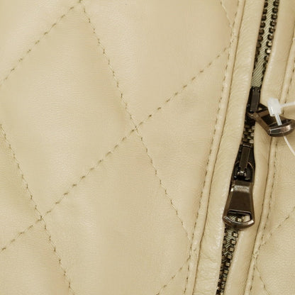 【中古】エンメティ EMMETI キルティング ファー レザーブルゾン ベージュ【 46 】【 状態ランクB 】【 メンズ 】