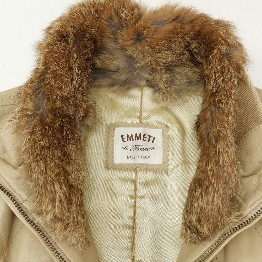 【中古】エンメティ EMMETI キルティング ファー レザーブルゾン ベージュ【 46 】【 状態ランクB 】【 メンズ 】