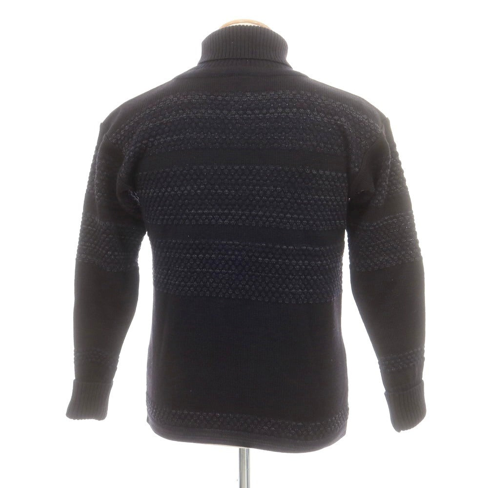 【中古】エスエヌエスハーニング S.N.S.HERNING ウール タートルネック プルオーバーニット ブラックxネイビー【 XS 】【 状態ランクB 】【 メンズ 】