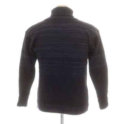 【中古】エスエヌエスハーニング S.N.S.HERNING ウール タートルネック プルオーバーニット ブラックxネイビー【 XS 】【 状態ランクB 】【 メンズ 】