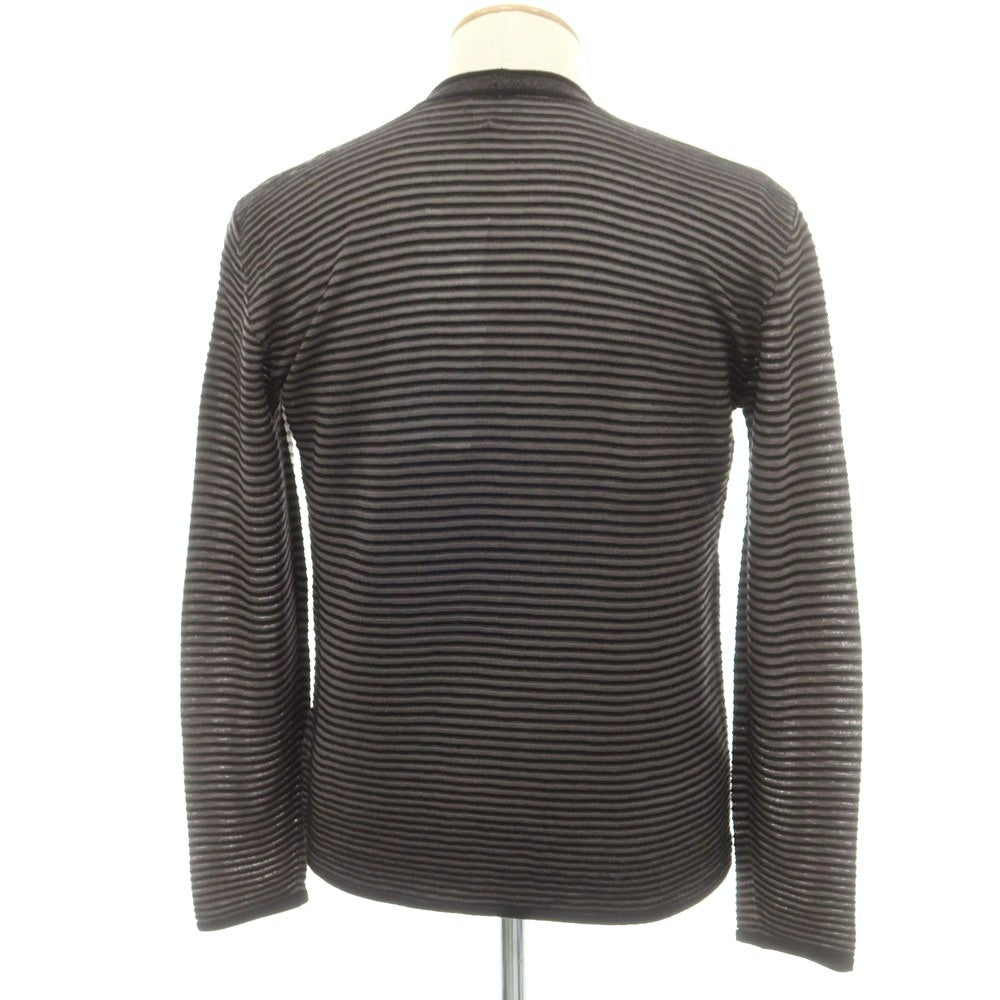 【中古】ジョルジオアルマーニ GIORGIO ARMANI カシミヤシルク混レーヨン ボーダー クルーネック プルオーバーニット グレーxブラック【 46 】【 状態ランクC 】【 メンズ 】