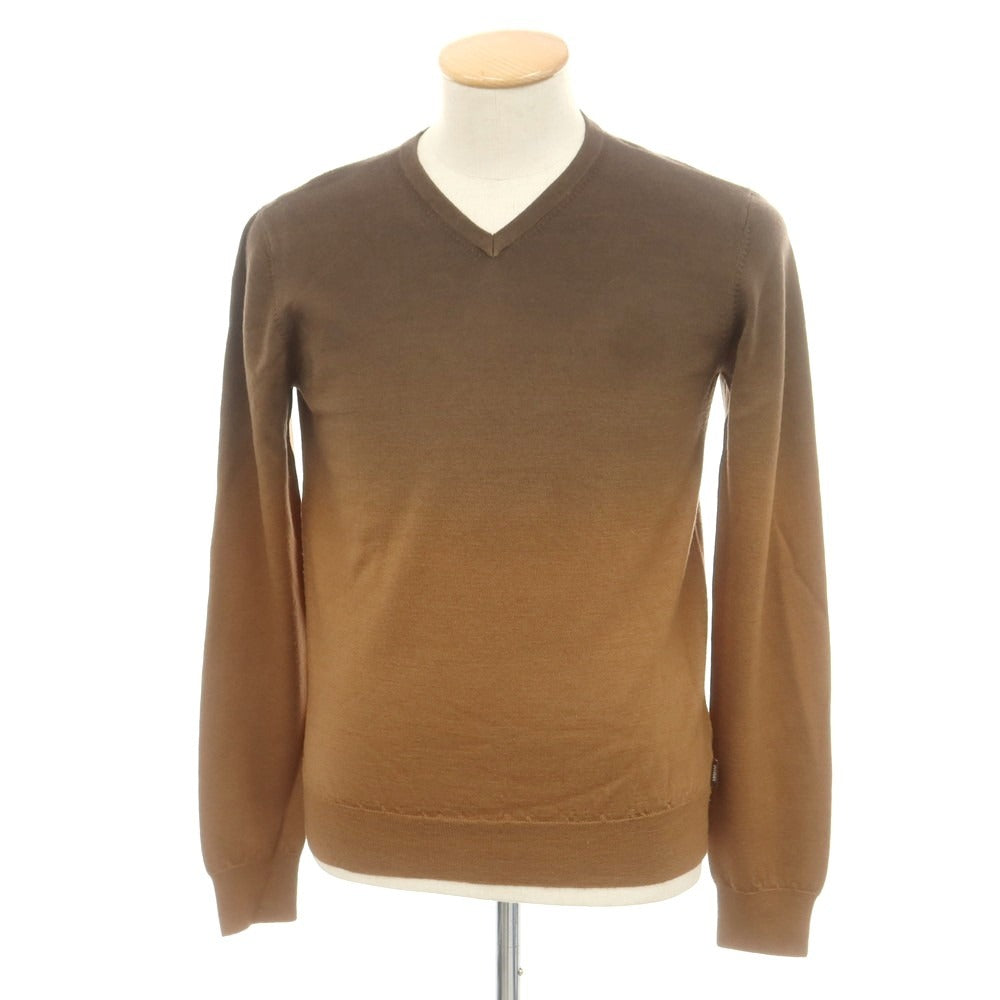 【中古】アルマーニ コレッツォーニ ARMANI COLLEZIONI ハイゲージ ウール Vネック プルオーバーニット ブラウン【サイズ46】【 状態ランクC 】【 メンズ 】 [DPD]