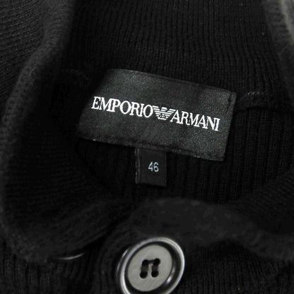 【中古】エンポリオ アルマーニ EMPORIO ARMANI コットン スタンドカラー リブニット カーディガン ブラック【 46 】【 状態ランクB 】【 メンズ 】