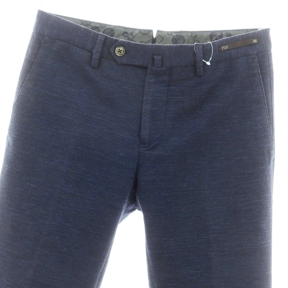 【中古】ピーティーゼロウーノ PT01 TRAVELLER ストレッチ コットンナイロン カジュアルスラックスパンツ ネイビー【 46 】【 状態ランクC 】【 メンズ 】