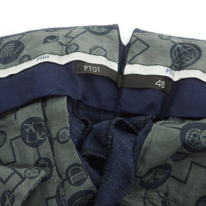 【中古】ピーティーゼロウーノ PT01 TRAVELLER ストレッチ コットンナイロン カジュアルスラックスパンツ ネイビー【 46 】【 状態ランクC 】【 メンズ 】