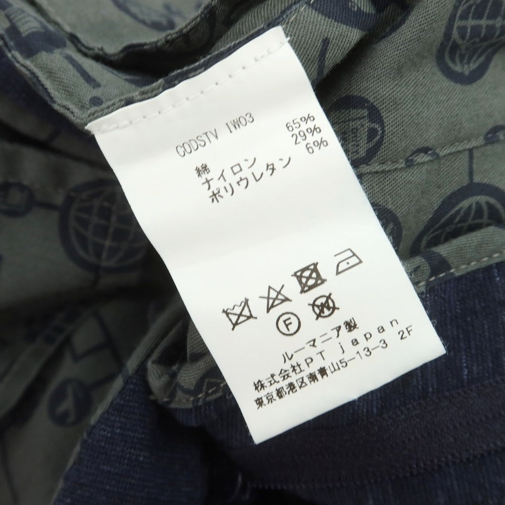 【中古】ピーティーゼロウーノ PT01 TRAVELLER ストレッチ コットンナイロン カジュアルスラックスパンツ ネイビー【 46 】【 状態ランクC 】【 メンズ 】