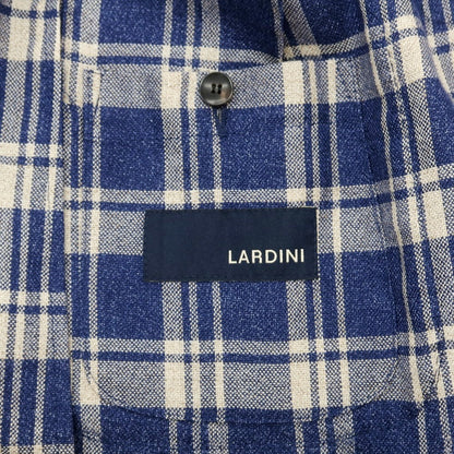 【中古】ラルディーニ LARDINI ウールリネン チェック テーラードジャケット ネイビーxベージュ【 48 】【 状態ランクB 】【 メンズ 】
