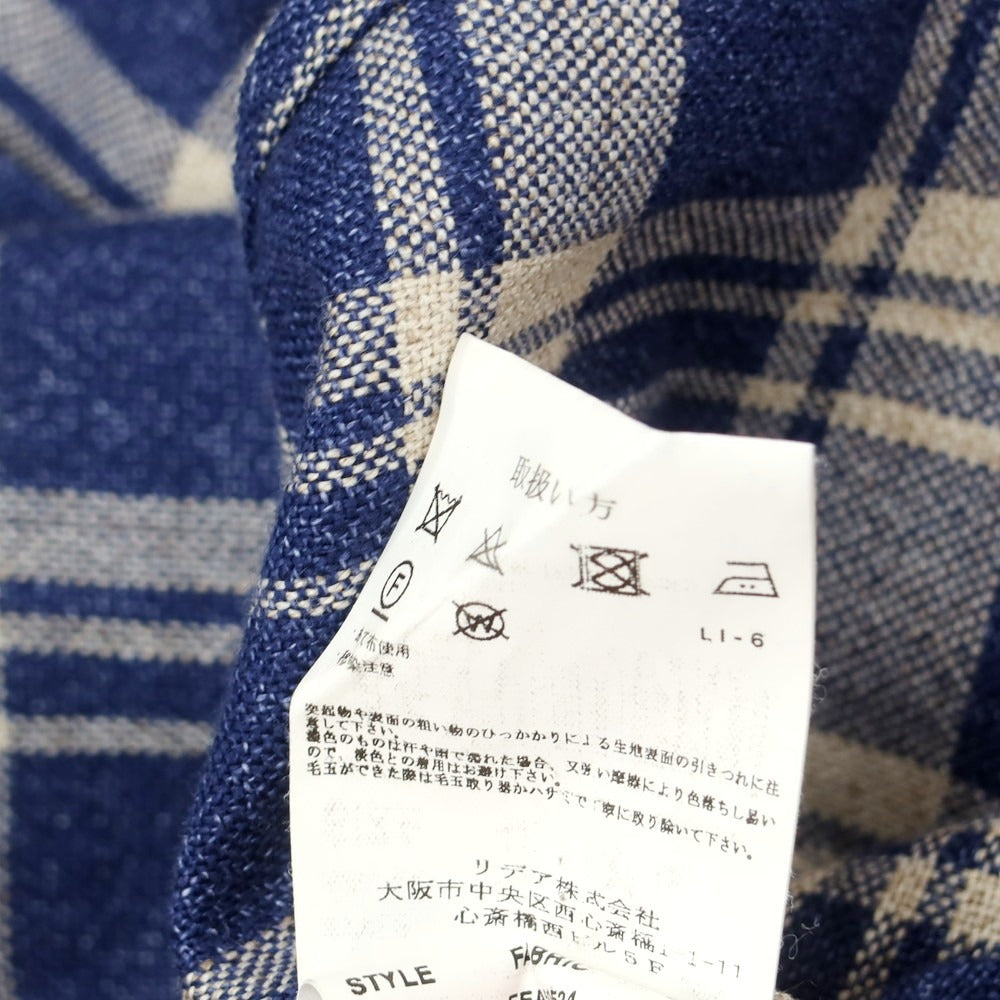 【中古】ラルディーニ LARDINI ウールリネン チェック テーラードジャケット ネイビーxベージュ【 48 】【 状態ランクB 】【 メンズ 】