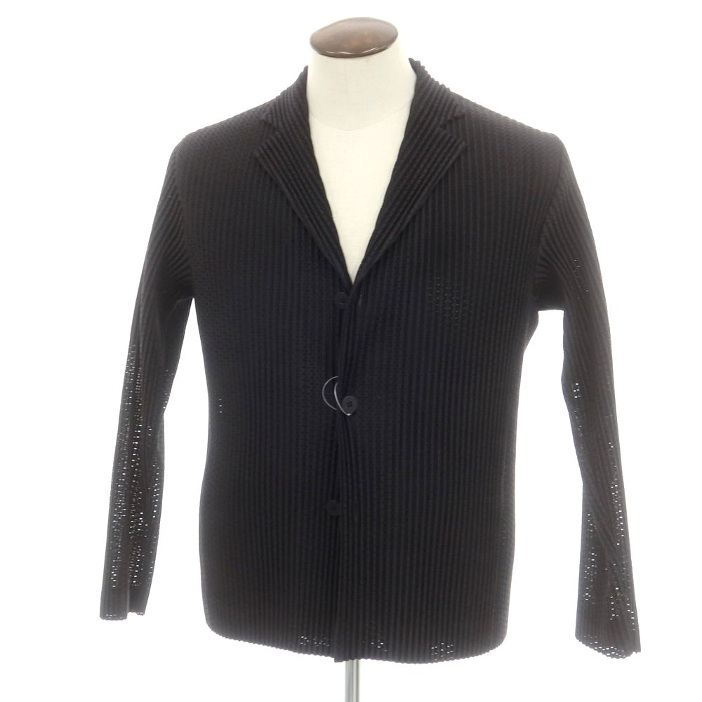 【中古】オム プリッセ イッセイミヤケ HOMME PLISSE ISSEY MIYAKE 2025年春夏 メッシュポリエステル プリーツ加工 ジャケット ブラック【 表記なし（L位） 】【 状態ランクA 】【 メンズ 】