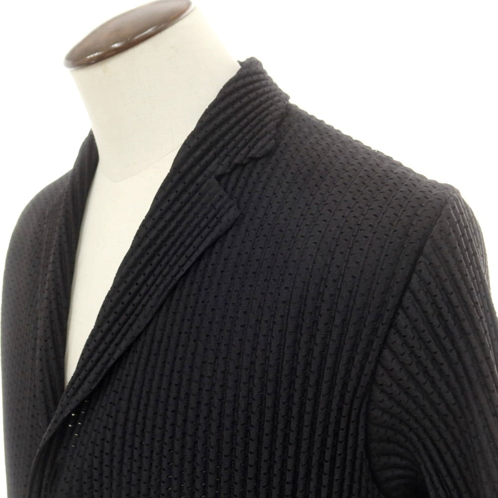 【中古】オム プリッセ イッセイミヤケ HOMME PLISSE ISSEY MIYAKE 2025年春夏 メッシュポリエステル プリーツ加工 ジャケット ブラック【 表記なし（L位） 】【 状態ランクA 】【 メンズ 】