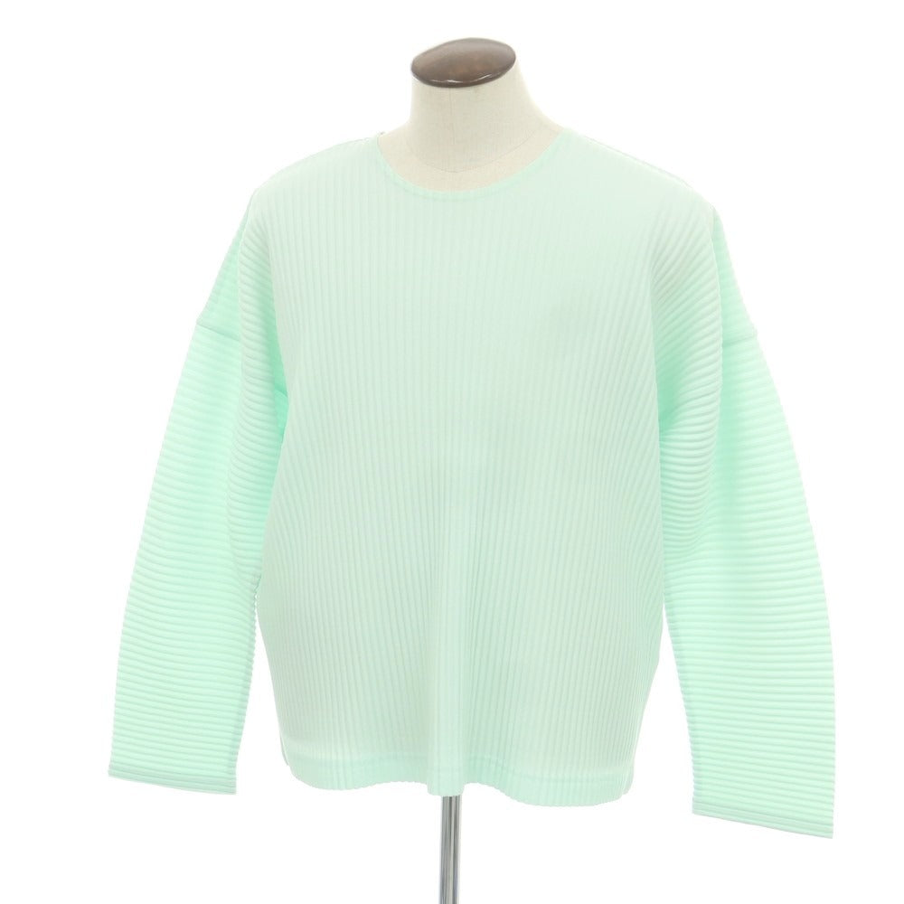 【中古】オム プリッセ イッセイミヤケ HOMME PLISSE ISSEY MIYAKE 2025年春夏 ポリエステル系 プリーツ クルーネック 長袖カットソー パステルグリーン【 表記なし（L位） 】【 状態ランクC 】【 メンズ 】