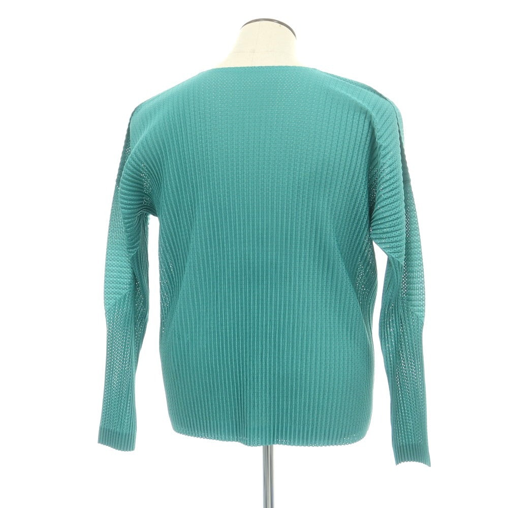 【中古】オム プリッセ イッセイミヤケ HOMME PLISSE ISSEY MIYAKE 2025年春夏 ポリエステル系 プリーツ クルーネック 長袖カットソー グリーン【 表記なし（L位） 】【 状態ランクA 】【 メンズ 】