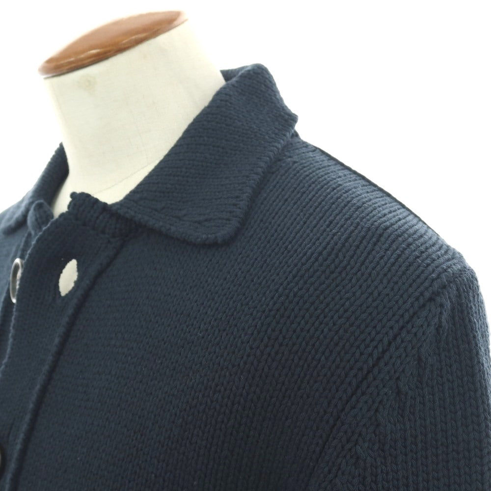 【新品】セッテフィーリ カシミア Settefili Cashmere コットンナイロン 襟付き カーディガン グリーンネイビー【サイズ48/S】【 状態ランクN 】【 メンズ 】