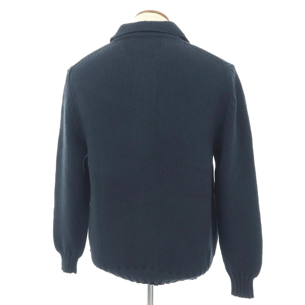 【新品】セッテフィーリ カシミア Settefili Cashmere コットンナイロン 襟付き カーディガン グリーンネイビー【サイズ48/S】【 状態ランクN 】【 メンズ 】