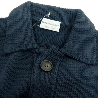 【新品】セッテフィーリ カシミア Settefili Cashmere コットンナイロン 襟付き カーディガン グリーンネイビー【サイズ48/S】【 状態ランクN 】【 メンズ 】
