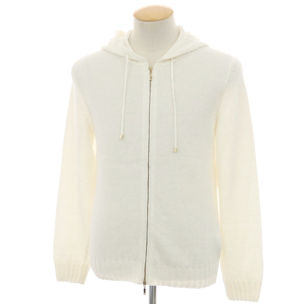 【新品】セッテフィーリ カシミア Settefili Cashmere リネンコットン ダブルジップ ニットパーカー ホワイト【サイズ44】【 状態ランクN 】【 メンズ 】