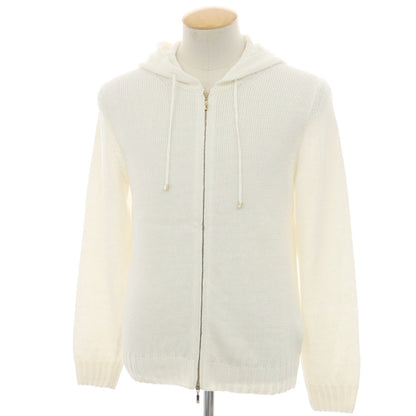 【新品】セッテフィーリ カシミア Settefili Cashmere リネンコットン ダブルジップ ニットパーカー ホワイト【サイズ44】【 状態ランクN 】【 メンズ 】