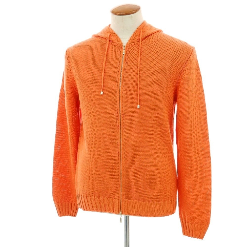 【新品】セッテフィーリ カシミア Settefili Cashmere リネンコットン ダブルジップ ニットパーカー オレンジ【サイズ46/XS】【 状態ランクN 】【 メンズ 】 [DPD]