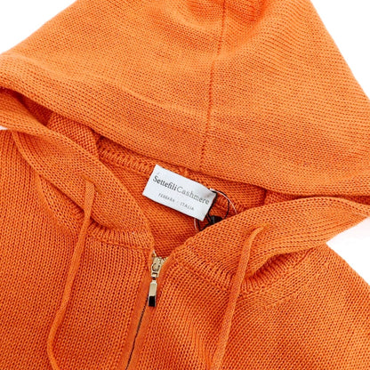 【新品】セッテフィーリ カシミア Settefili Cashmere リネンコットン ダブルジップ ニットパーカー オレンジ【サイズ46/XS】【 状態ランクN 】【 メンズ 】