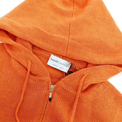 【新品】セッテフィーリ カシミア Settefili Cashmere リネンコットン ダブルジップ ニットパーカー オレンジ【サイズ48/S】【 状態ランクN 】【 メンズ 】