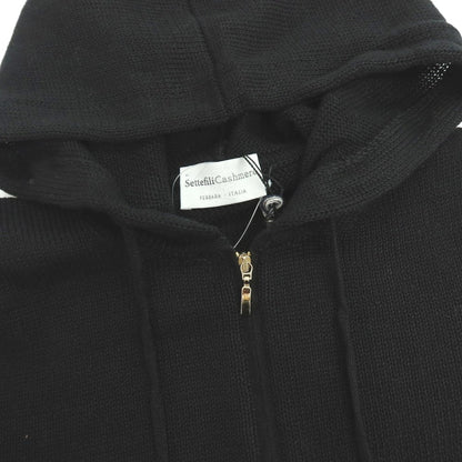 【新品】セッテフィーリ カシミア Settefili Cashmere リネンコットン ダブルジップ ニットパーカー ブラック【サイズ44】【 状態ランクN 】【 メンズ 】