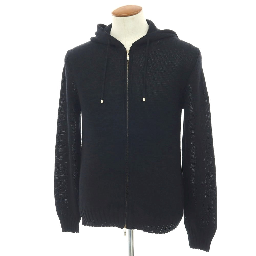 【新品】セッテフィーリ カシミア Settefili Cashmere リネンコットン ダブルジップ ニットパーカー ブラック【サイズ46/XS】【 状態ランクN 】【 メンズ 】